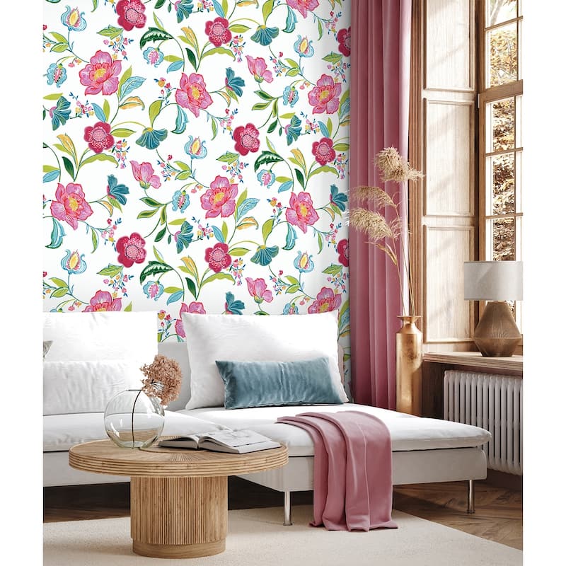 NextWall Painterly Floral Peel and Stick Wallpaper