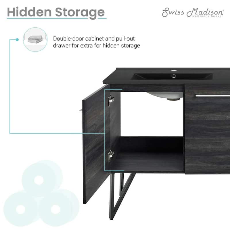 Swiss Madison SM-BV226DMB Annecy 59" Free Standing Double Basin Vanity