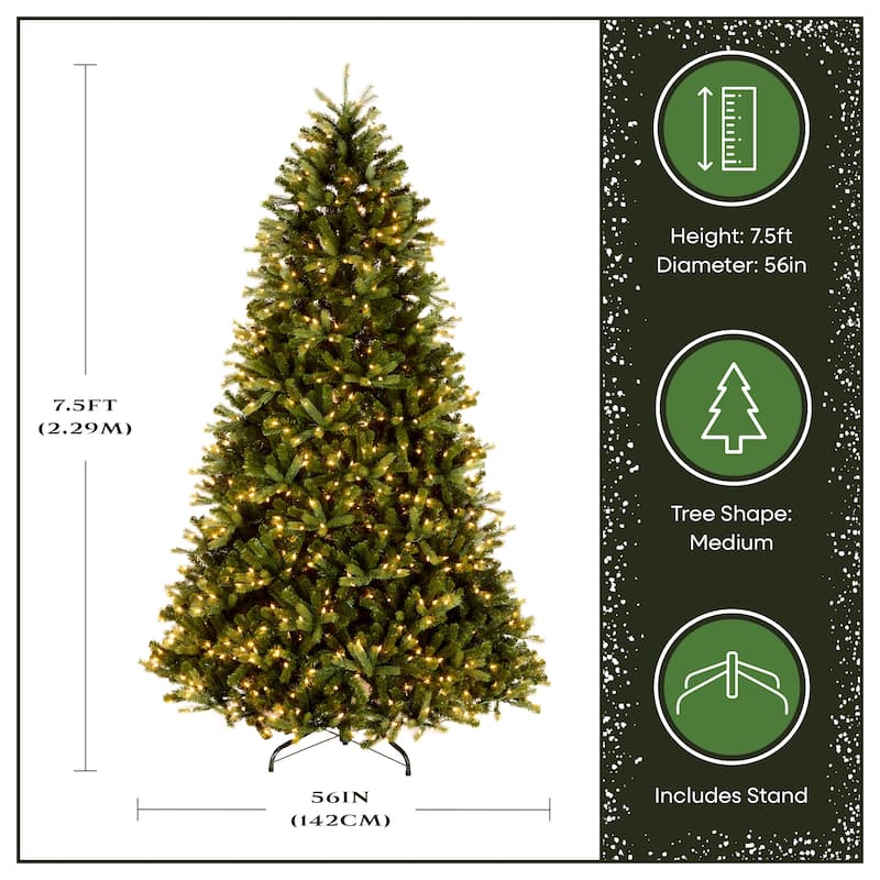 National Tree Company 7.5 ft. Feel-Real Jersey Fraser Fir Medium Hinged Tree with 1000 Clear Lights - 7.5 Foot