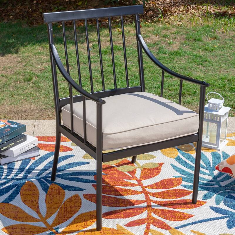 7Piece Patio Dining Set Geometric Table & 6 Dining Arm Chairs On