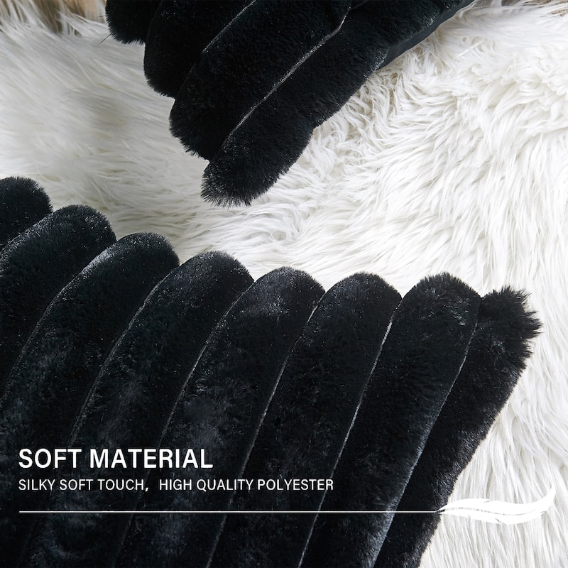 Fuzzy Striped FauxFur Pillow Shell Soft Cushion Covers for Sofa