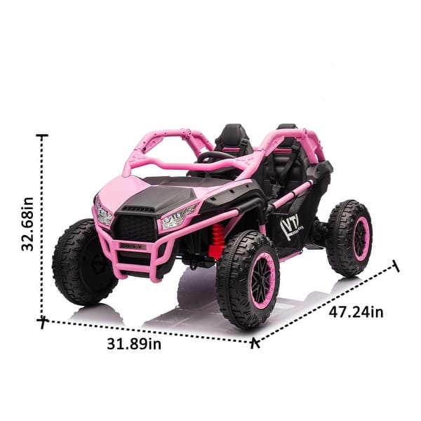 dimension image slide 4 of 5, 24V Two-Seater UTV for Kids, Off-Road Ride On Car with Remote Control, Bluetooth, Four-Wheel Suspension, and Rear Storage