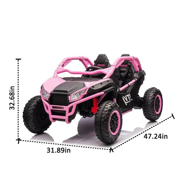 dimension image slide 3 of 5, Powerful 24V Kids Ride On UTV, Two-Seater Off-Road Electric Car with Remote Control, 400W Motors, Bluetooth, and LED Lights