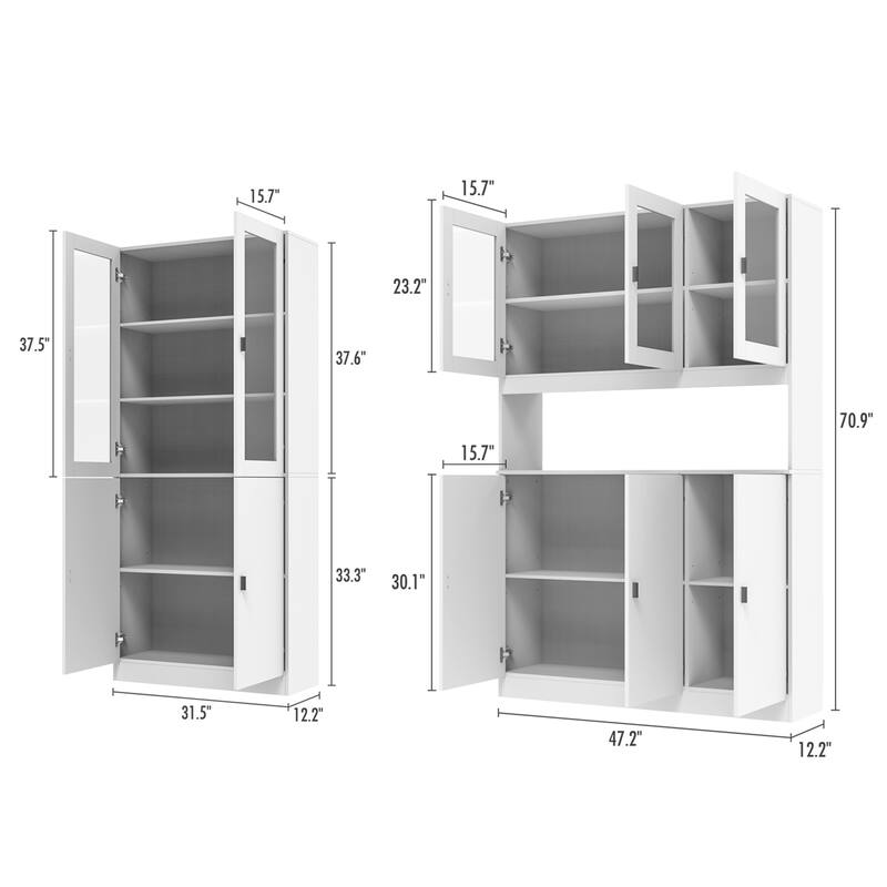 Timechee Combined Bookcase Kitchen Cabinet Media Cabinet Pantry
