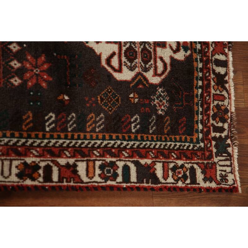 Vegetable Dye Handmade Shiraz Persian Vintage Rug Orange Wool Carpet - 6'2"x 9'4"