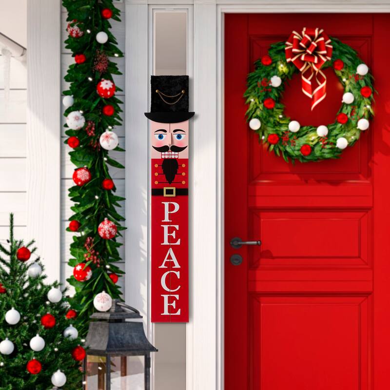 Glitzhome Christmas Wooden 42-inch Santa / Snowman Porch Sign