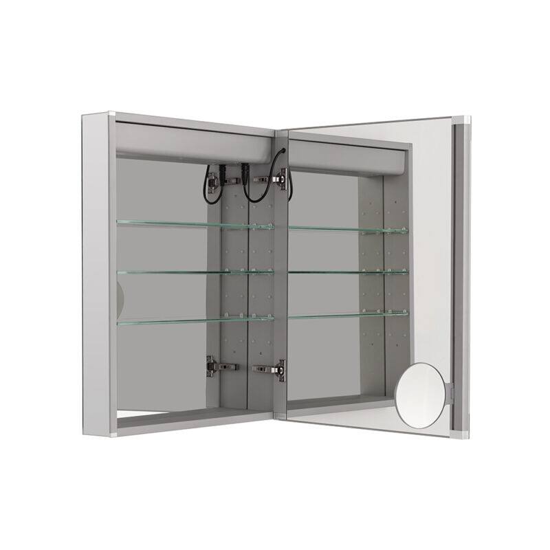 Lighted Medicine Cabinet, Defogger, 3X Vertically Adjustable Magnifying Mirror - 24"x30"/Right-Hinge