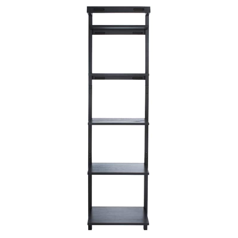 SAFAVIEH Sigrun Natural/Charcoal 5-Tier Leaning Etagere - 18.1" W x 11" L x 72.4" H - 18Wx11Dx72H - Black