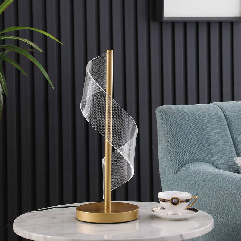 Modern Table Lamp - Gold Wave Design - Bedroom Living Room Desk Lamp - 18.75 Inch
