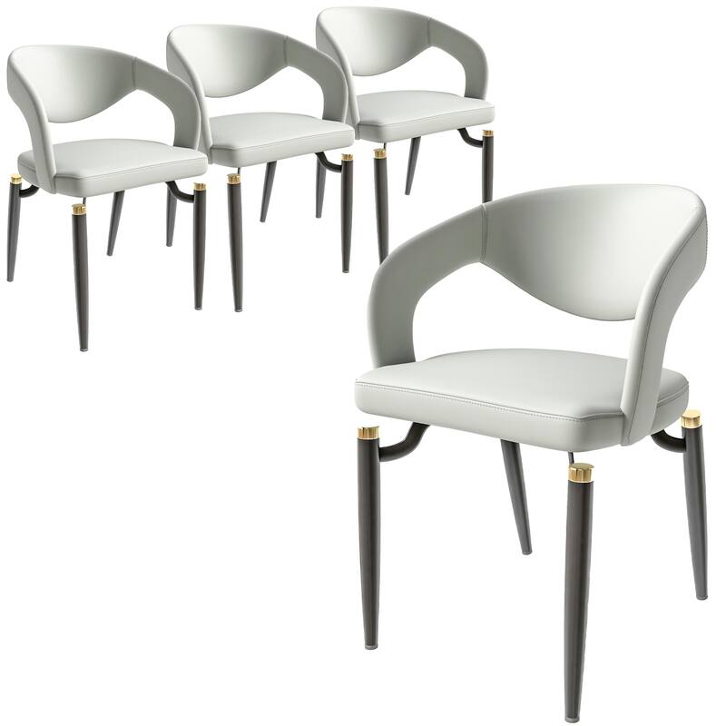 Entice Dining Chairs Set of 4 Upholstered Leather with Iron Legs Modern Accent Arm Chairs