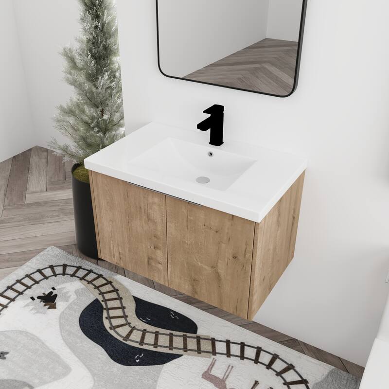 BNK 24"/30"/36" Single Sink Bathroom Vanity with Soft Close Door, Modern Floating Vanity