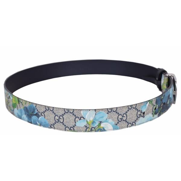 Shop New Gucci Men S 424674 Gg Supreme Canvas Blue Blooms Logo Buckle Belt 38 95 Overstock 18945314