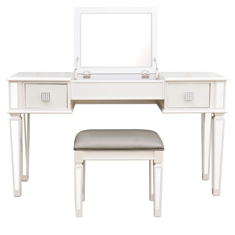 Mirrored Vanities Desk with Drawers