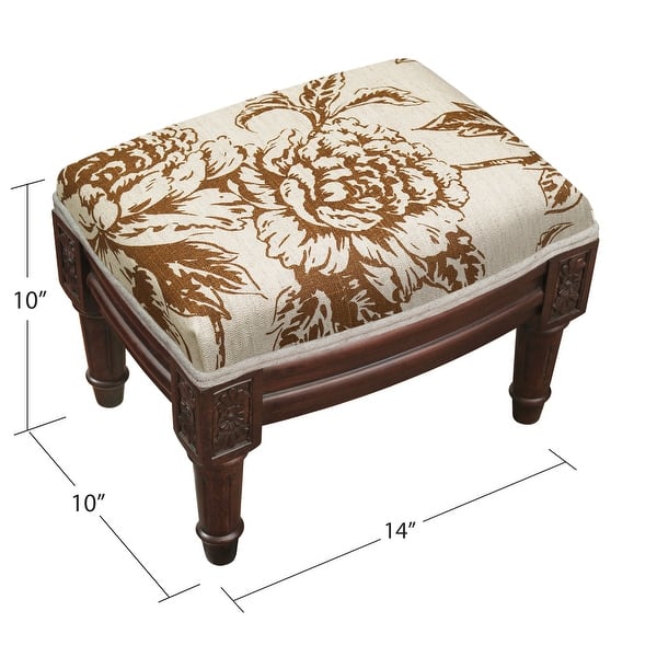 Caramel Peony Footstool with wood stained finish - Bed Bath & Beyond ...