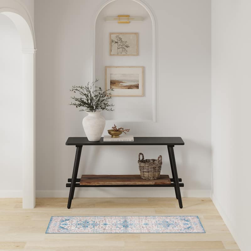 Licensed HGTV Everyday Chic Soft Flannel Zero Pile Printed Non-Slip Washable Indoor Area Rug