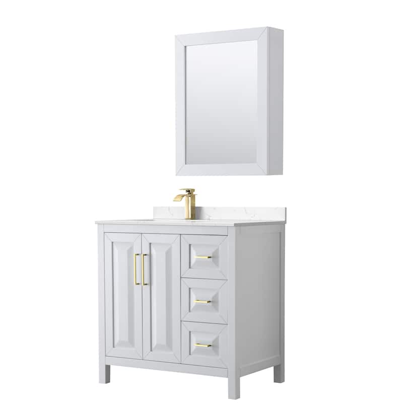Daria 36-inch Single Vanity, Cultured Marble Top, Med Cabinet