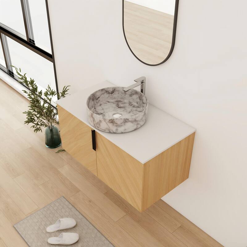 Bathroom Vanity With Sink In 30/36 Inch, Floating Bathroom Vanity With 2 Soft Close Doors
