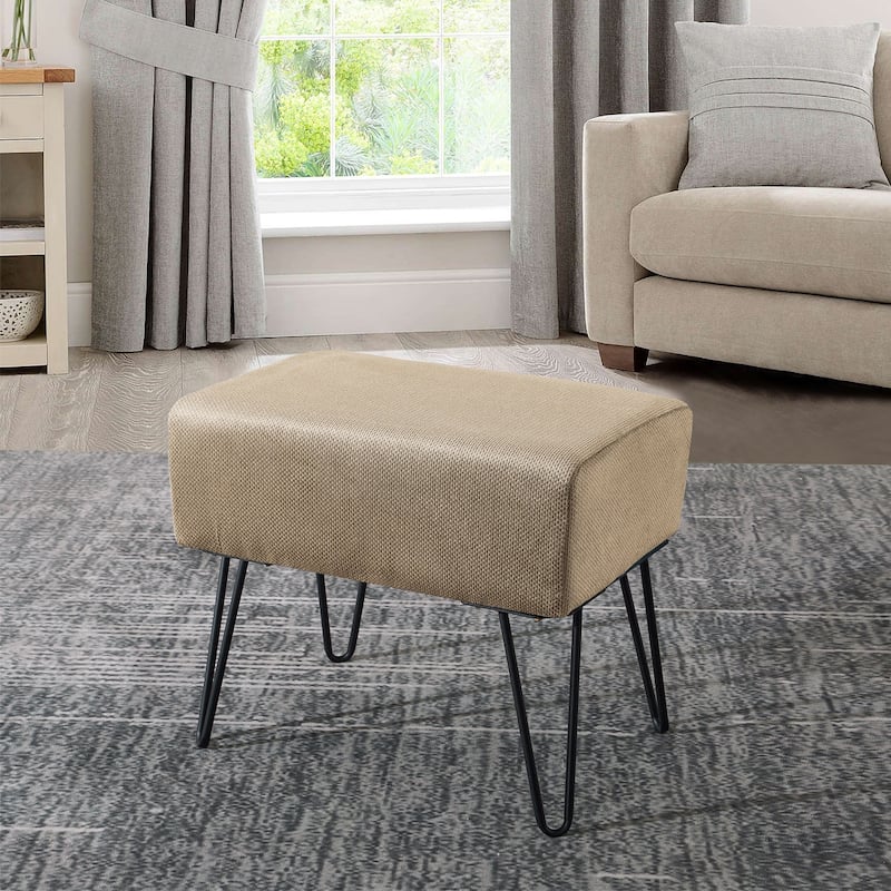 Serenta Milliken Plush Ottoman, 19" x 13" x 17" H