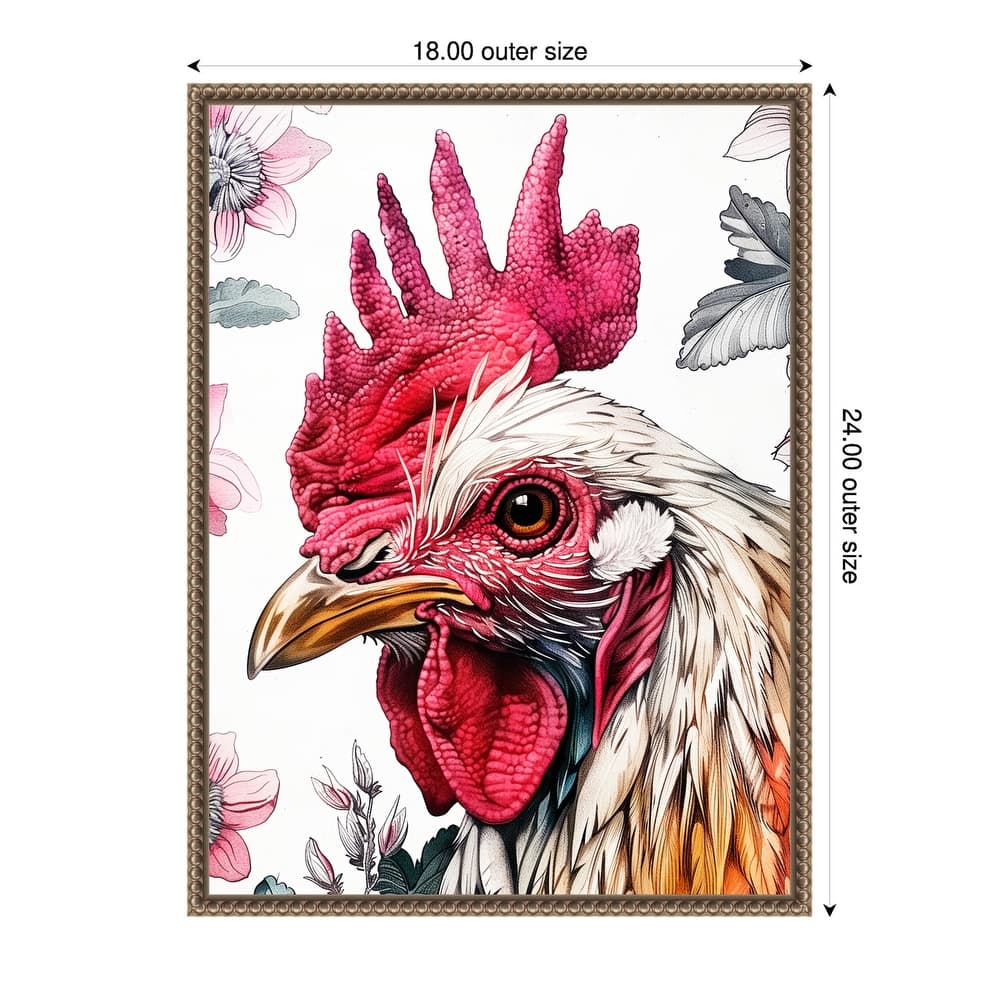 Red Rooster by Justyna Jaszke Framed Canvas Wall Art
