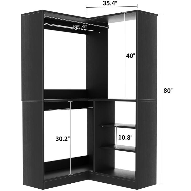 Cimly Set of 3 Corner Closet System with Drawers and Mirror, Multi-functional Closet Organizer with Shoe Racks