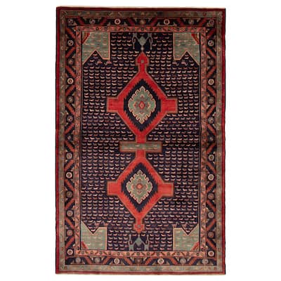 ECARPETGALLERY Hand-knotted Anatolian Vintage Navy Wool Rug - 4'10 x 7'8