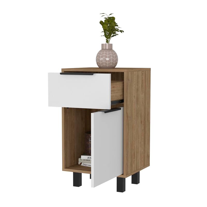 Nightstand with 1 Drawer and Single Door Cabinet