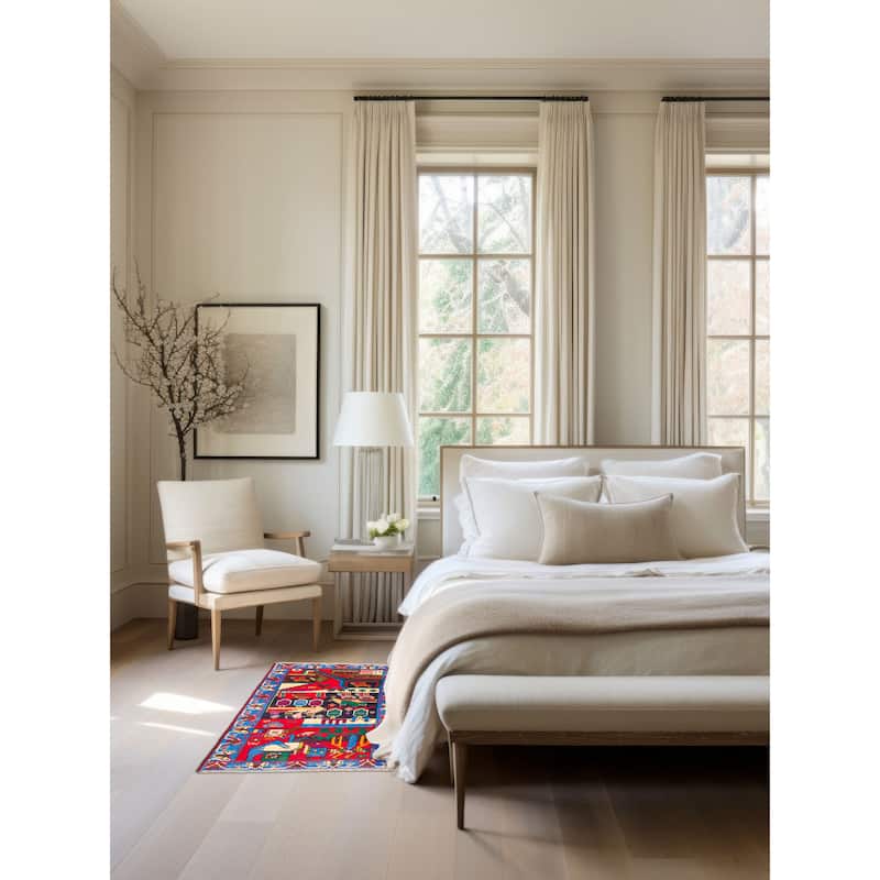 ECARPETGALLERY Hand-knotted Teimani Red Wool Rug - 2'9 x 4'5