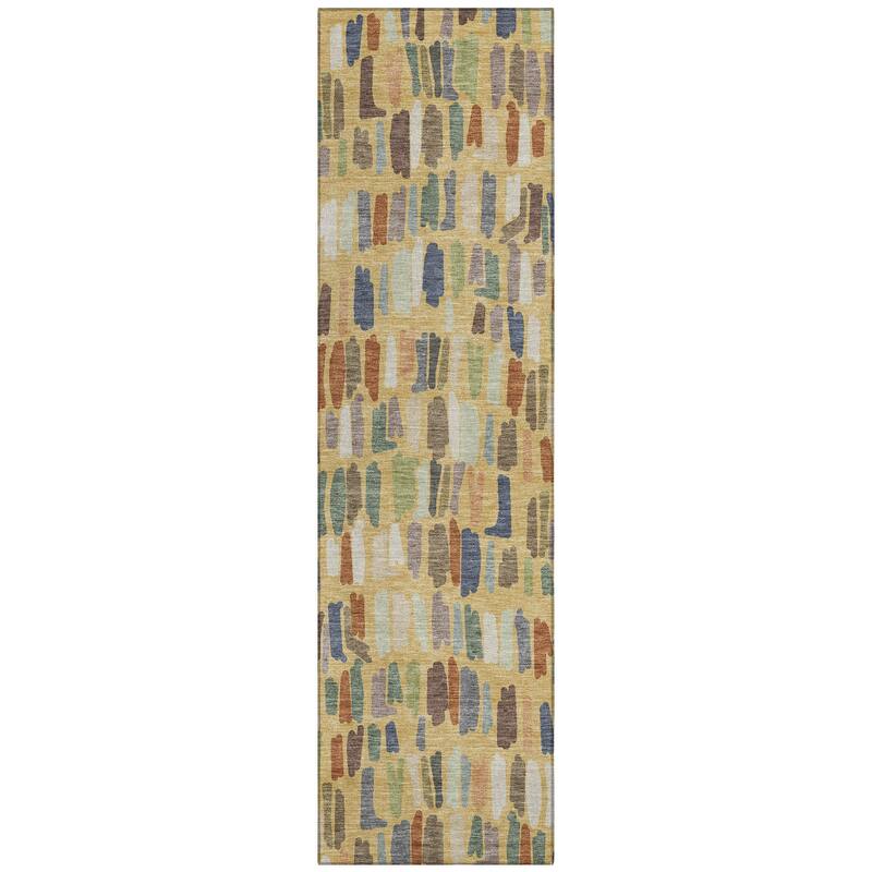 Machine Washable Indoor/ Outdoor Modern Mosaic Chantille Rug