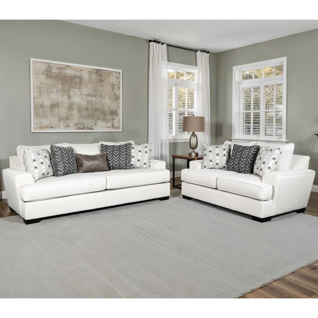 Furniture of America Pario Modern 2-Piece Wood Frame Fabric Sofa Set with Accent Pillows