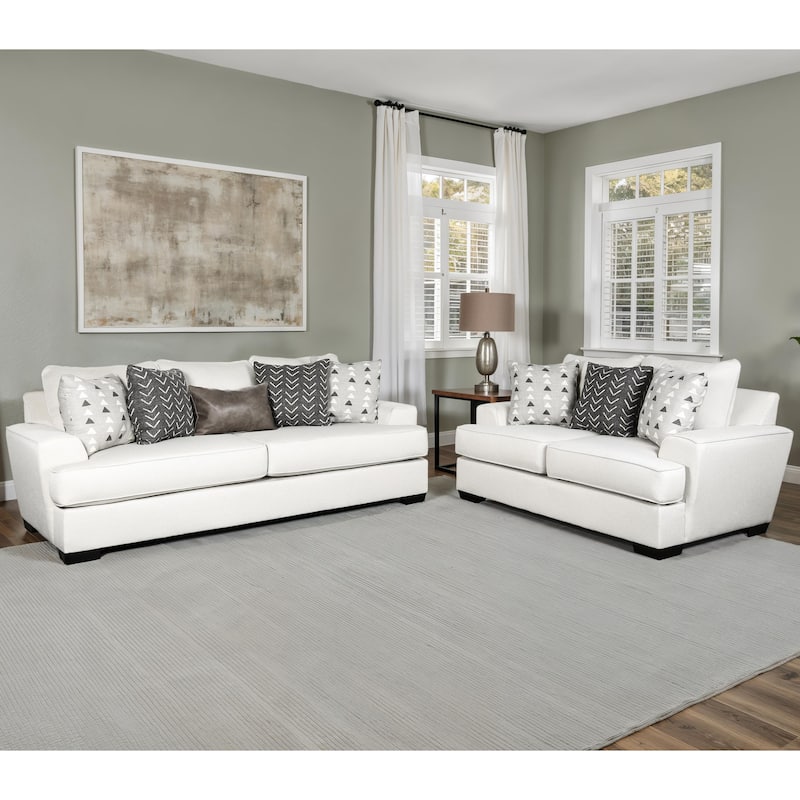 Furniture of America Pario Modern 2-Piece Wood Frame Fabric Sofa Set with Accent Pillows - Grey