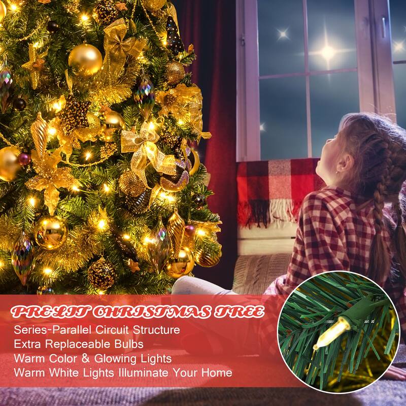 Costway 7.5FT Pre-Lit Artificial Christmas Tree 1100 Tips w/140 - See Details