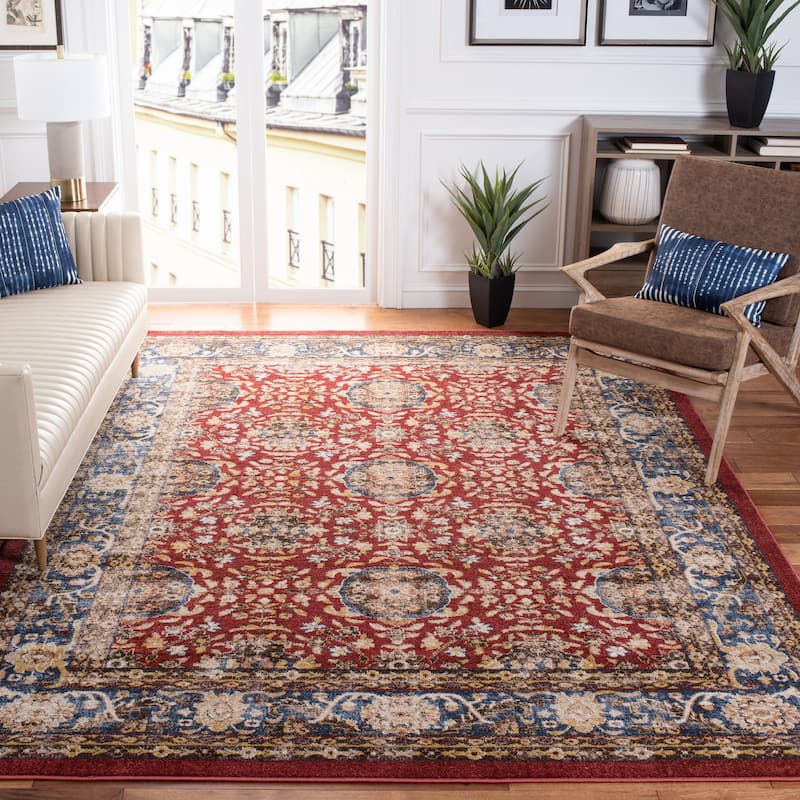 SAFAVIEH Bijar Ilsa Traditional Oriental Distressed Rug - 6'7" x 9' - Red/Royal