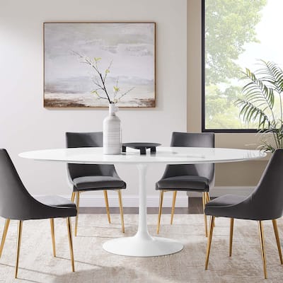 78" Oval Wood Top Dining Table