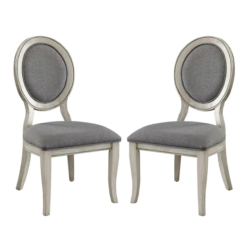 Classic Antique White Finish Dining Side Chairs Set