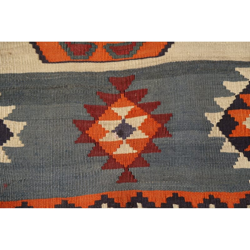 Flatweave Vegetable Dye Tribal Kilim Qashqai Persian Antique Area Rug - 4'11"x 8'1"