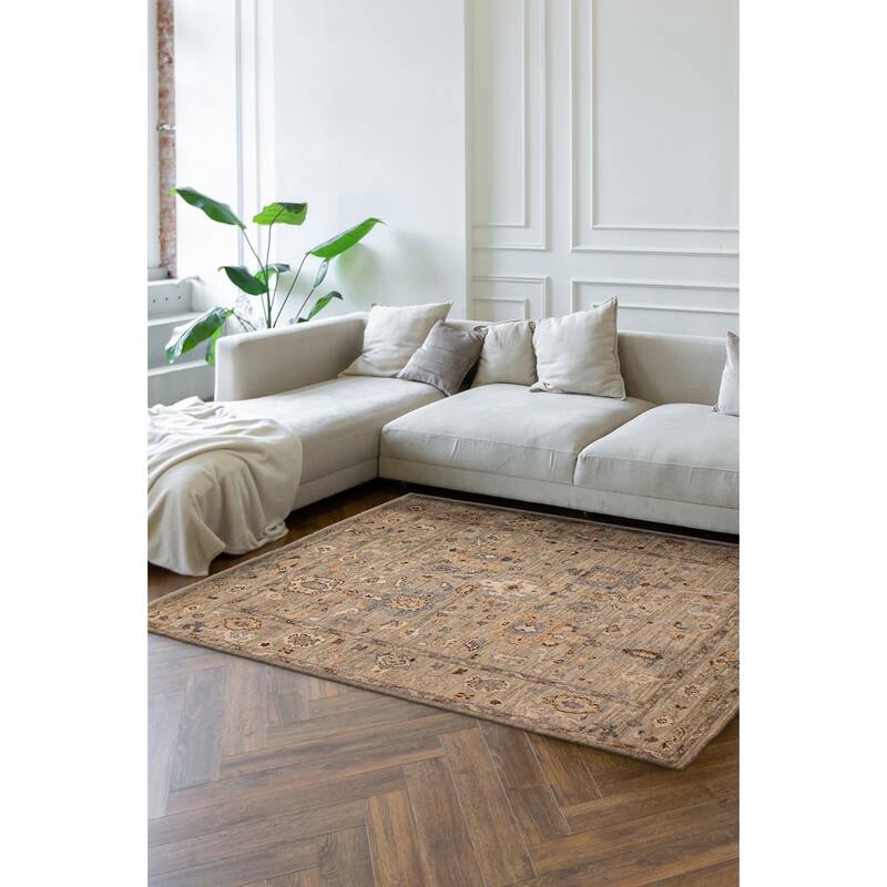 ECARPETGALLERY Hand-knotted Jules Serapi Khaki Wool Rug - 7'10 x 9'9