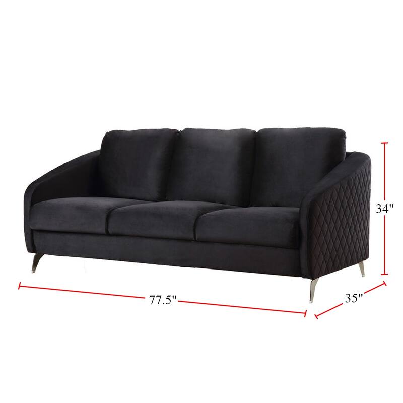 19" Seat Height Velvet Modern Chic Sofa Couch