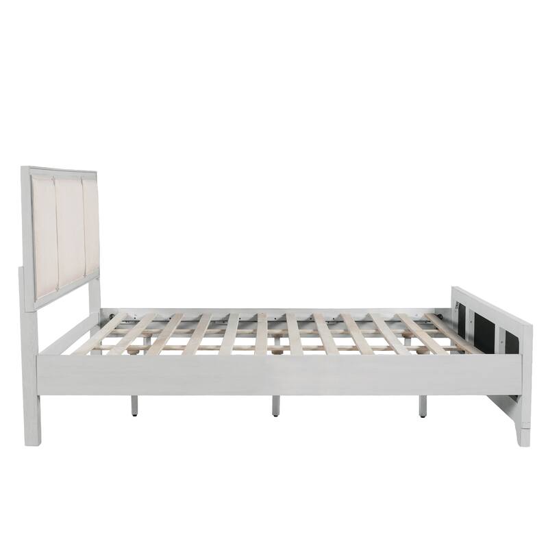 Christopher Knight Home - Hendrix Modern Farmhouse Upholstered Wood Platform Bed with Panel Headboard and Footboard