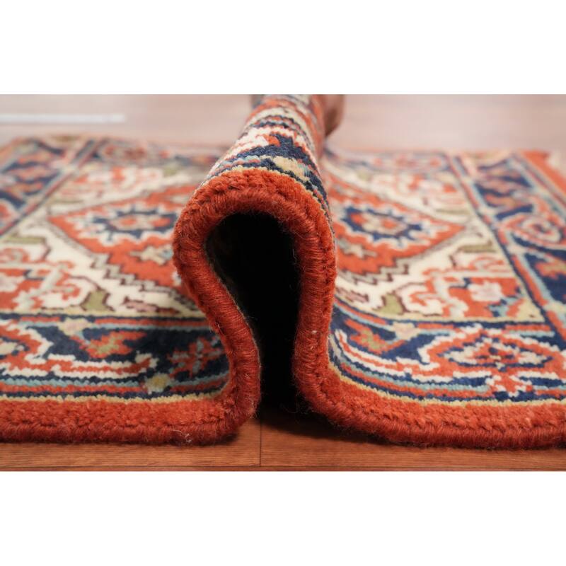 Hand Knotted Oriental 100% Wool Carpet Traditional Medallion Oranges & Rust Heriz (serapi) Area Rug - 3' 0'' X 2' 0''