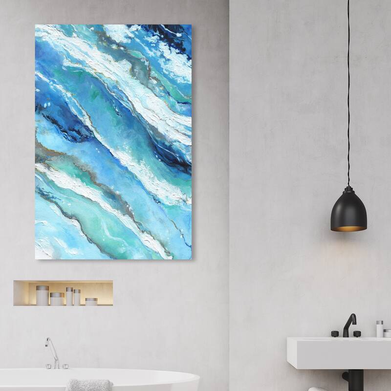 Wynwood Studio Canvas Abstract Doll Memories - Blue Abstract Blue and Glam Wall Art Canvas Print - 45 x 30