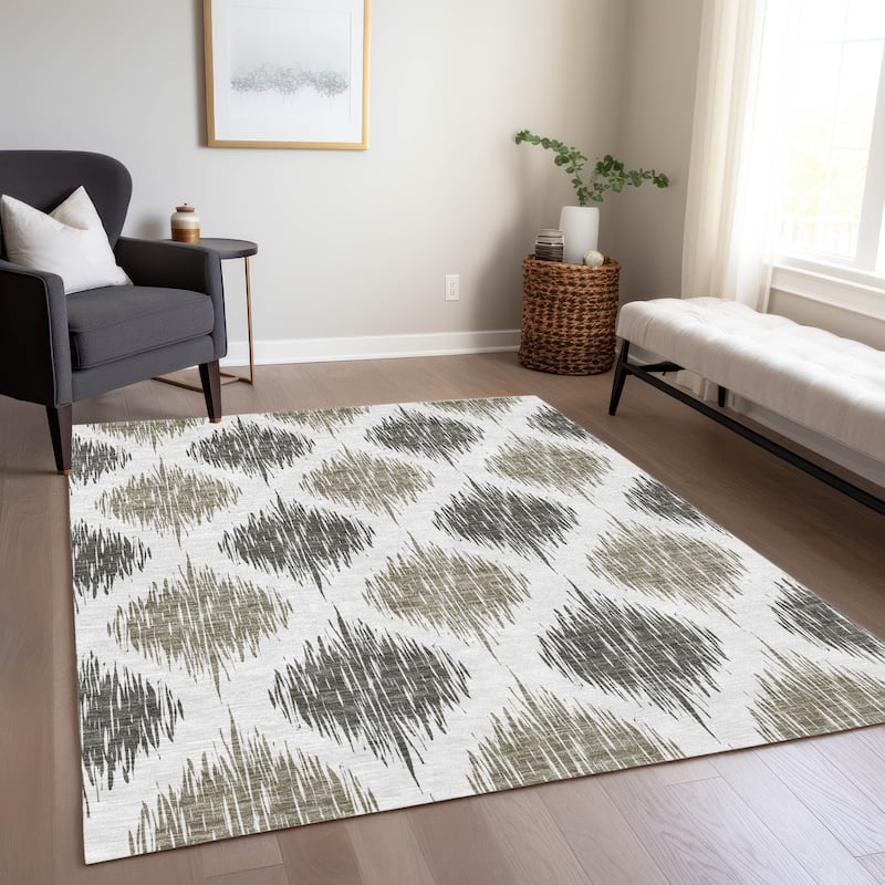 Machine Washable Indoor/ Outdoor Chantille Geo Contemporary Rug