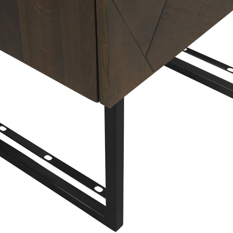 Marquis 1 Drawer Oak Wood Nighstand with Black Metal Legs