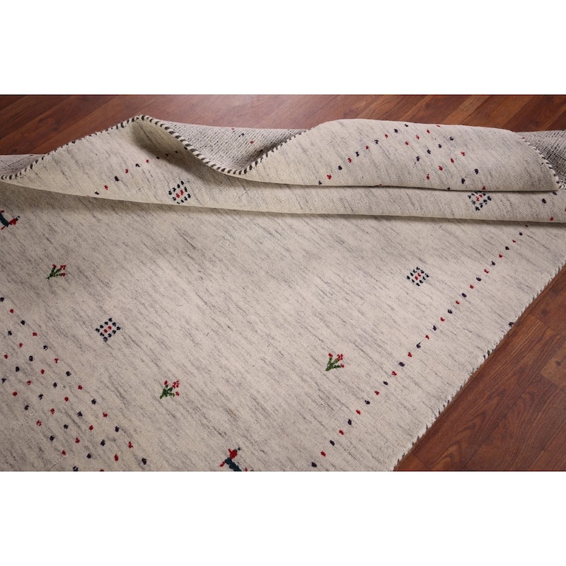 Tribal Animals Gabbeh Oriental Area Rug Hand-Knotted Wool Carpet - 3'11"x 5'10"