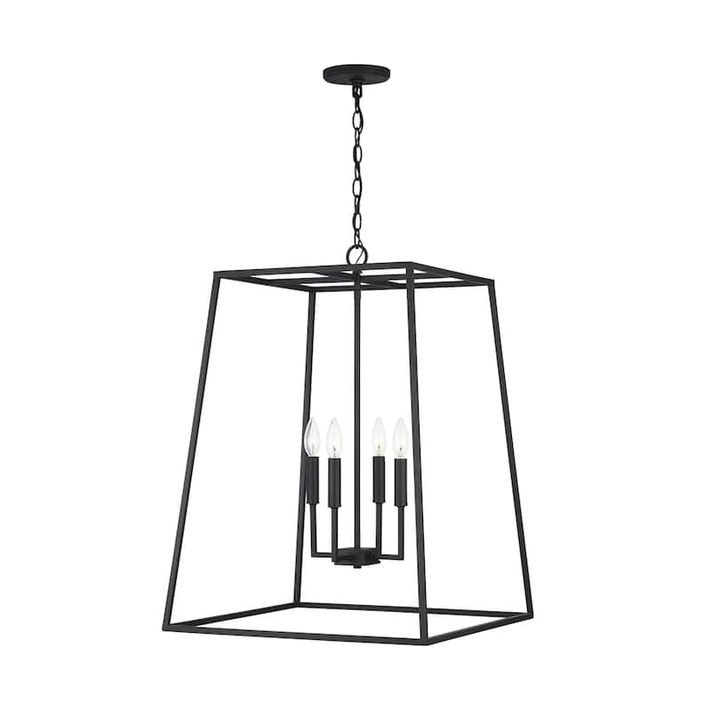 Clint 4-light Black Iron Hanging Pendant