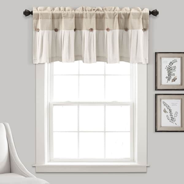 slide 2 of 42, Lush Decor Linen Button Window Curtain Valance 18" x 52"  - Linen