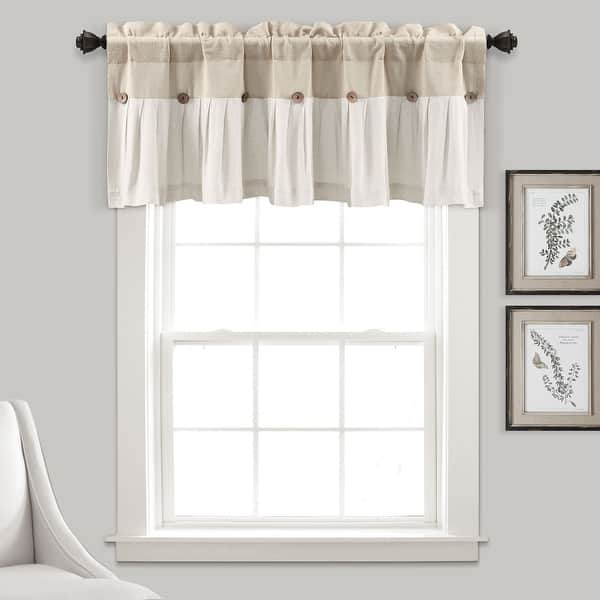 slide 2 of 42, Lush Decor Linen Button Window Curtain Valance 18" x 52" - Linen