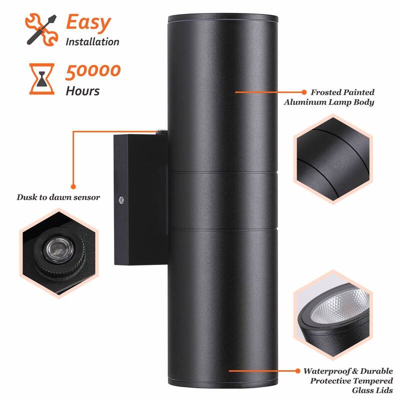 Dusk to Dawn Outdoor Lighting Sensor Wall Lights, IP65 Waterproof Aluminum for Porch Patio etc