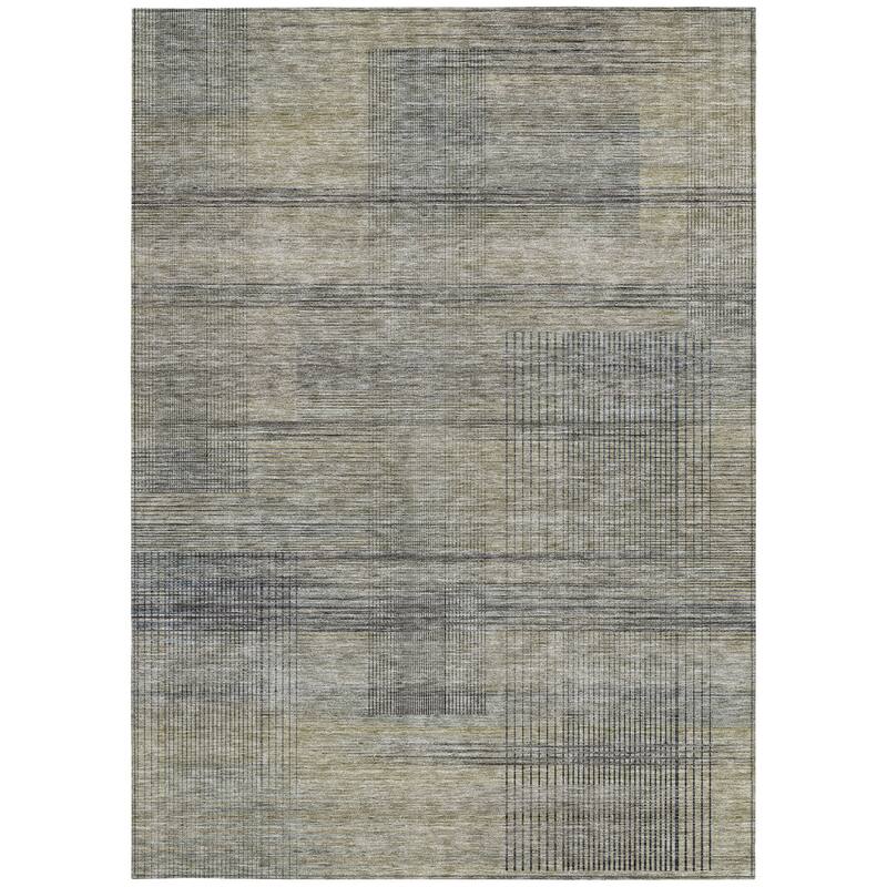 HomeRoots Striped Transitional Rectangle Outdoor Rug