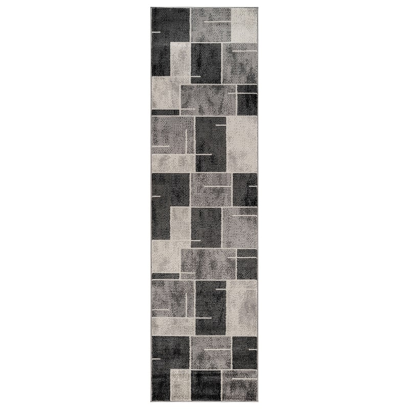 Modern Linear Area Rug for Living Room, Bedroom, or Entryway - Low Pile Indoor Rug