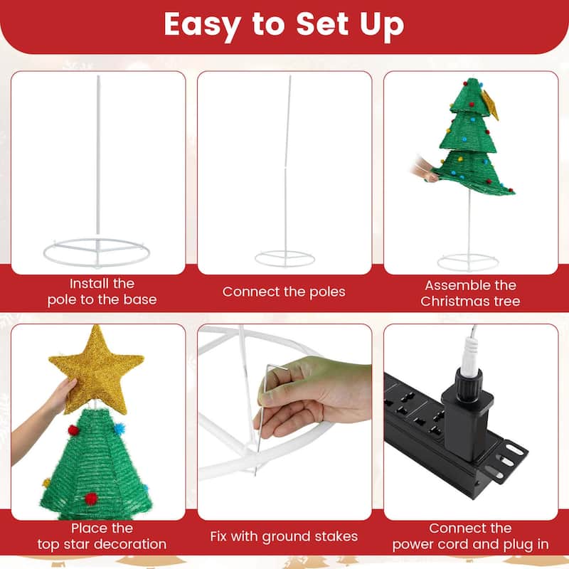 Costway 6.2 FT Collapsible Christmas Tree with 200 Built-in LED - as pic shows - See Details